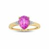 Thumbnail Image 0 of Lab-Created Pink Sapphire and Diamond Ring in 10K Gold - Size 7