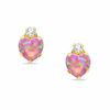 Thumbnail Image 0 of 5mm Heart-Shaped Lab-Created Pink Opal Stud Earrings in 10K Gold with CZ
