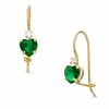 Thumbnail Image 0 of 5mm Heart-Shaped Lab-Created Emerald Drop Earrings in 10K Gold with Cubic Zirconia