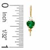 Thumbnail Image 1 of 5mm Heart-Shaped Lab-Created Emerald Drop Earrings in 10K Gold with Cubic Zirconia