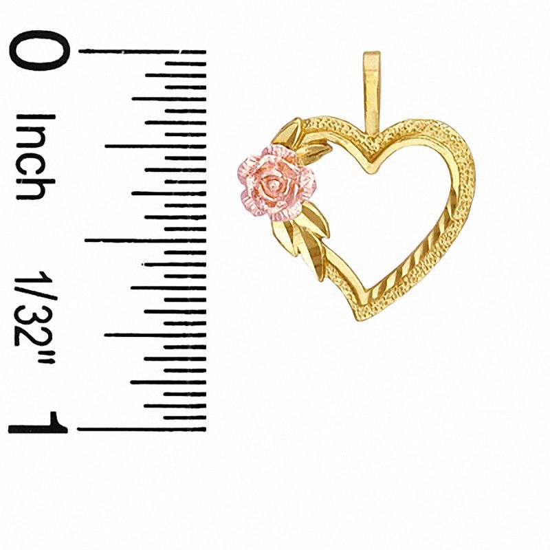 Diamond-Cut Heart with Rose Charm in 10K Two-Tone Gold
