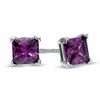Thumbnail Image 0 of 5.0mm Princess-Cut Purple Cubic Zirconia Stud Earrings in Sterling Silver