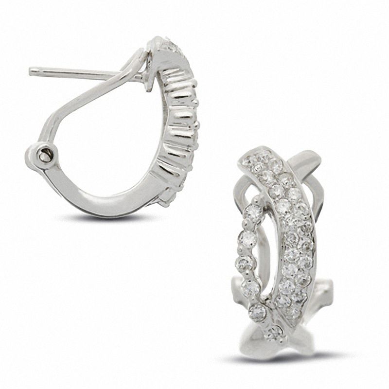 1/3 CT. T.W. Diamond Crossover Earrings in 14K White Gold