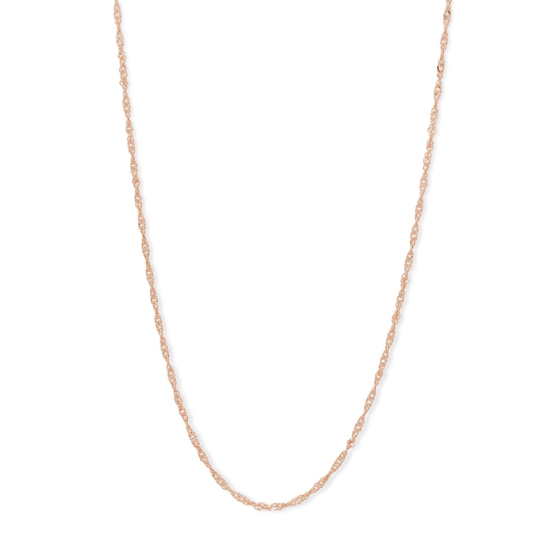 020 Gauge Singapore Chain Necklace in 10K Solid Rose Gold - 20"