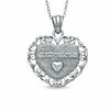 Thumbnail Image 0 of Diamond-Cut "Grandma" Filigree Frame Heart Pendant in Sterling Silver