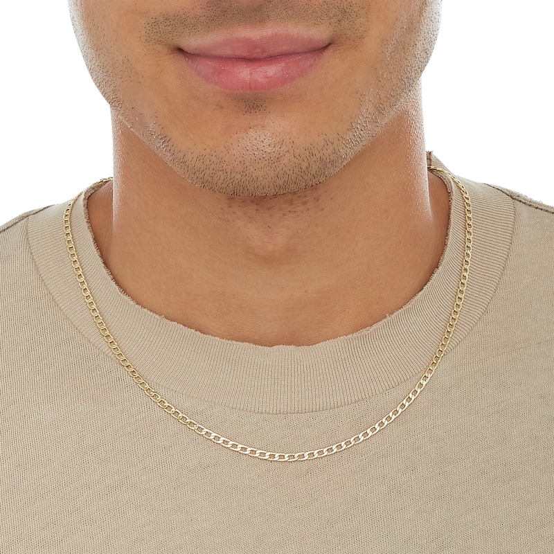 10K Hollow Gold Curb Chain Made in Italy  - 20"