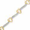 Thumbnail Image 0 of Diamond Accent Heart Link Bracelet in 18K Gold-Plated Sterling Silver - 7.5"
