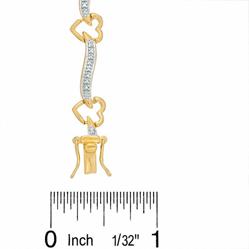 Diamond Accent Heart Link Bracelet in 18K Gold-Plated Sterling Silver - 7.5"