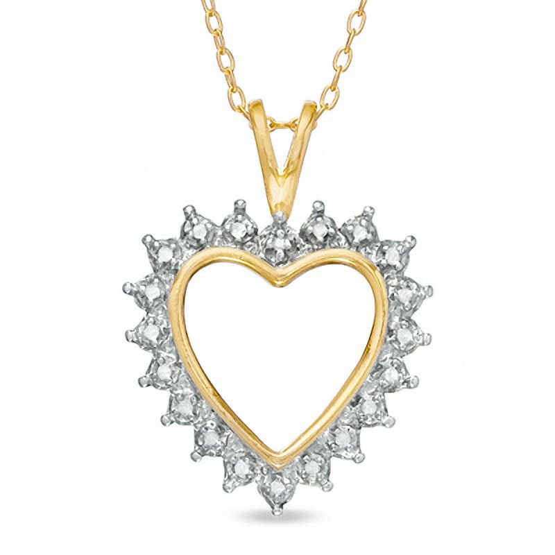 Diamond Accent Heart Pendant in 18K Gold-Plated Sterling Silver