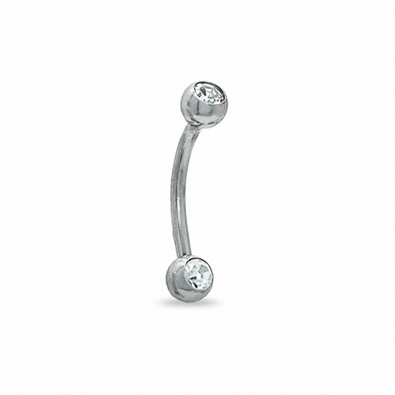 018 Gauge Curved Barbell with Crystals in Stainless Steel - 5/16"