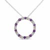 Thumbnail Image 0 of Amethyst Circle Pendant in 10K White Gold with Baguette Diamond Accents