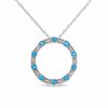 Thumbnail Image 0 of Blue Topaz Circle Pendant in 10K White Gold with Baguette Diamond Accents