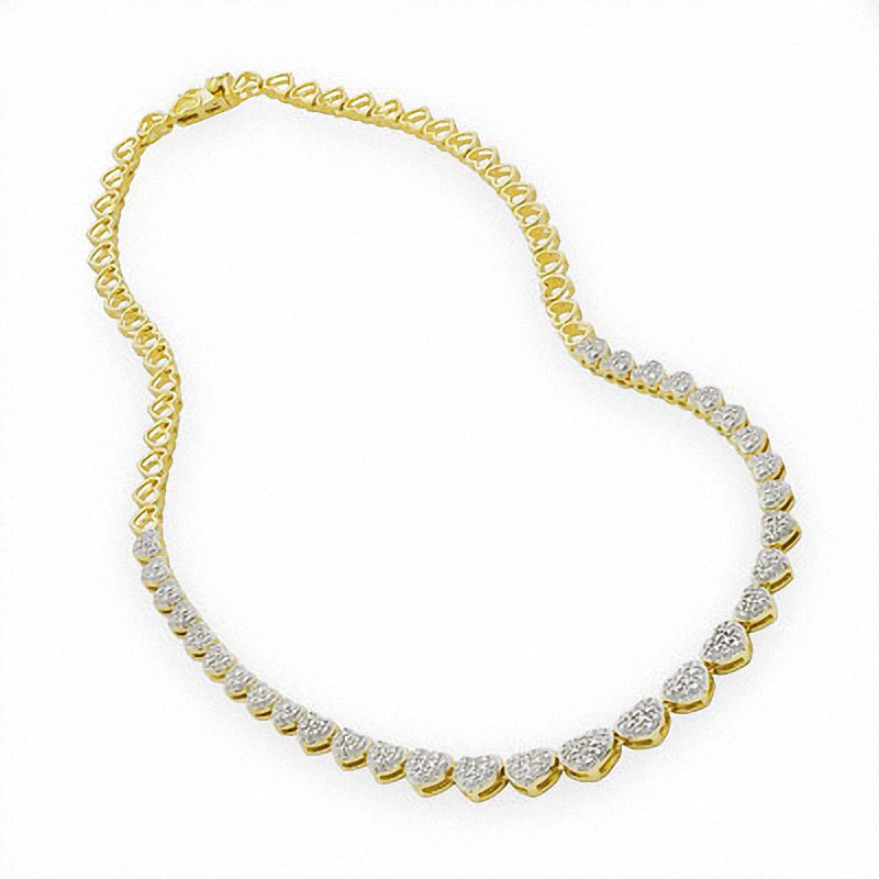 Diamond Accent Heart Link Necklace in 18K Gold-Plated Sterling Silver - 16"