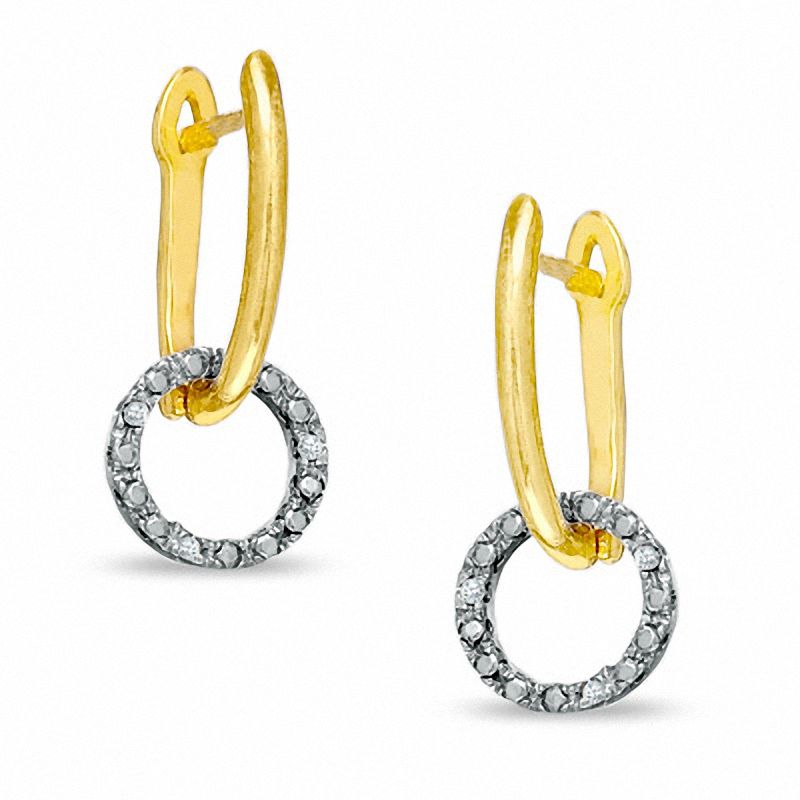 Diamond Accent Circle Drop Earrings in 18K Gold-Plated Sterling Silver
