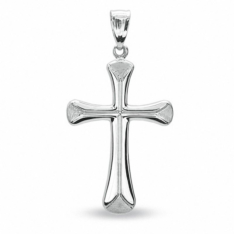 Flare Cross with Satin Tips in 14K White Gold
