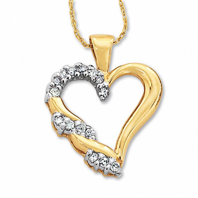1/5 CT. T.W. Diamond Wrap Heart Pendant in 10K Gold