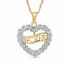 Thumbnail Image 0 of Diamond Accent "Love" Heart Pendant in 18K Gold-Plated Sterling Silver