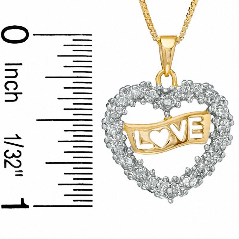 Diamond Accent "Love" Heart Pendant in 18K Gold-Plated Sterling Silver