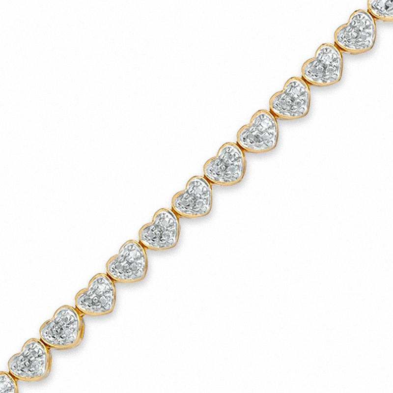 Diamond Accent Tiny Heart Cluster Bracelet in 18K Gold-Plated Sterling Silver