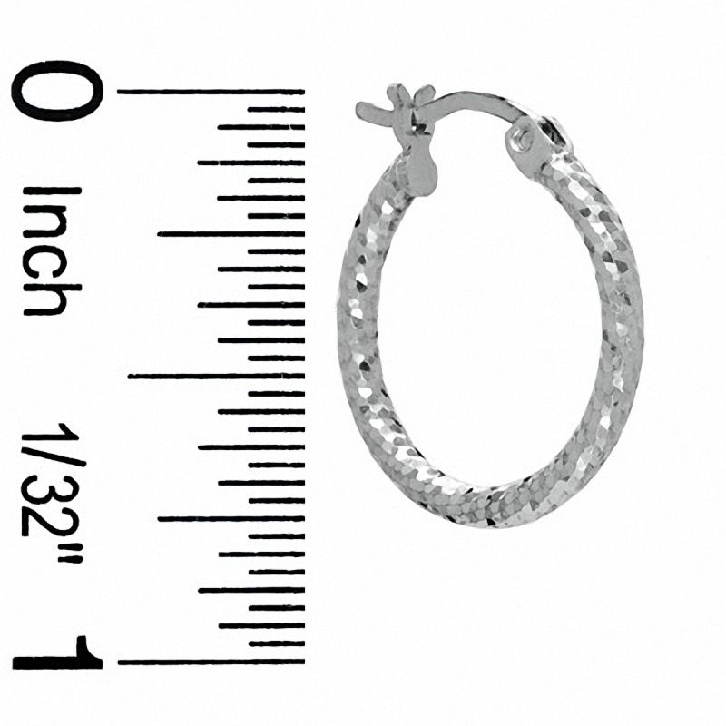 Sterling Silver 16mm Diamond-Cut Hoop Earrings