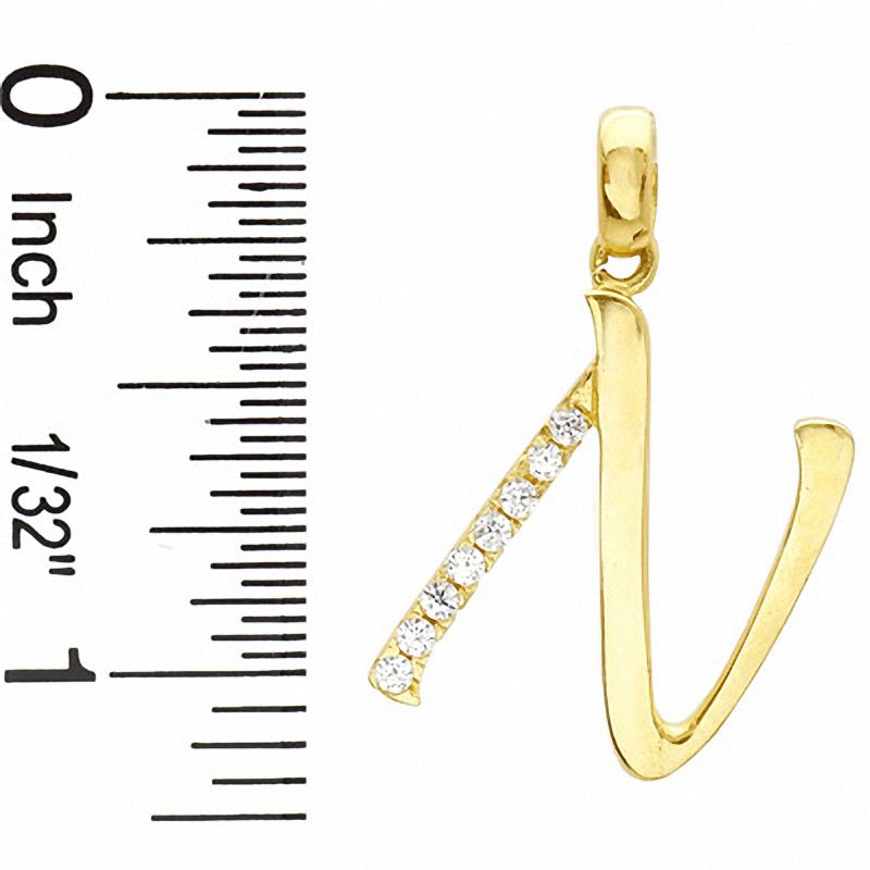 Cubic Zirconia Initial "N" Charm in 10K Gold