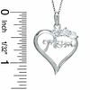Thumbnail Image 1 of Cubic Zirconia Three Stone MOM Heart Pendant in Sterling Silver