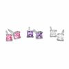 Thumbnail Image 0 of Child's 3mm Princess-Cut Cubic Zirconia Stud Earrings Set in Sterling Silver