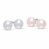 Thumbnail Image 0 of Child's 4mm White and Pink Cultured Freshwater Pearl Stud Earrings Set in Sterling Silver