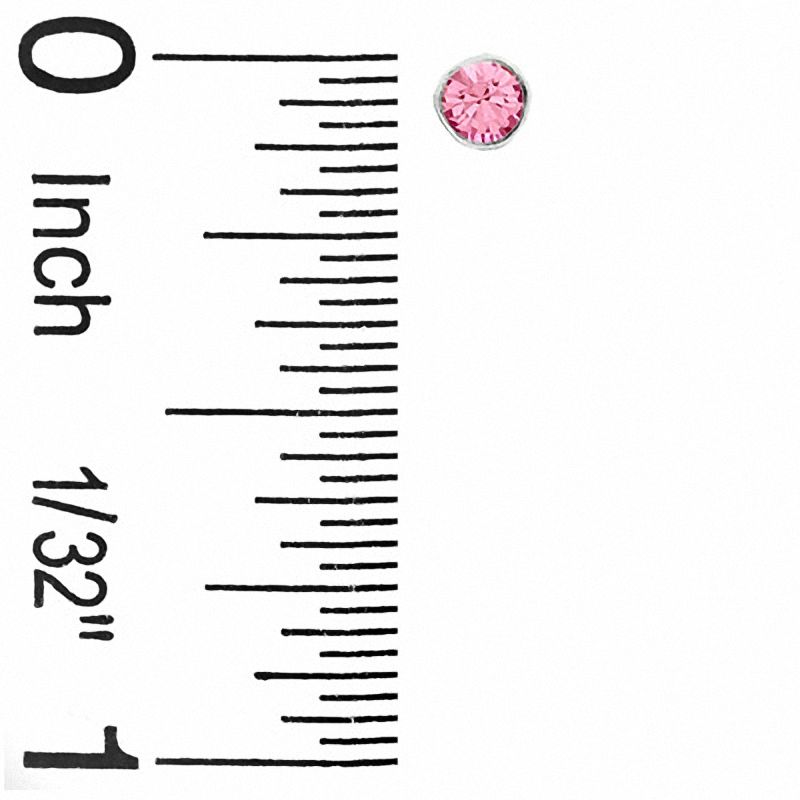 Child's 3mm Pink Cubic Zirconia Balls and Pink Enamel Heart Stud Earrings Set in Sterling Silver