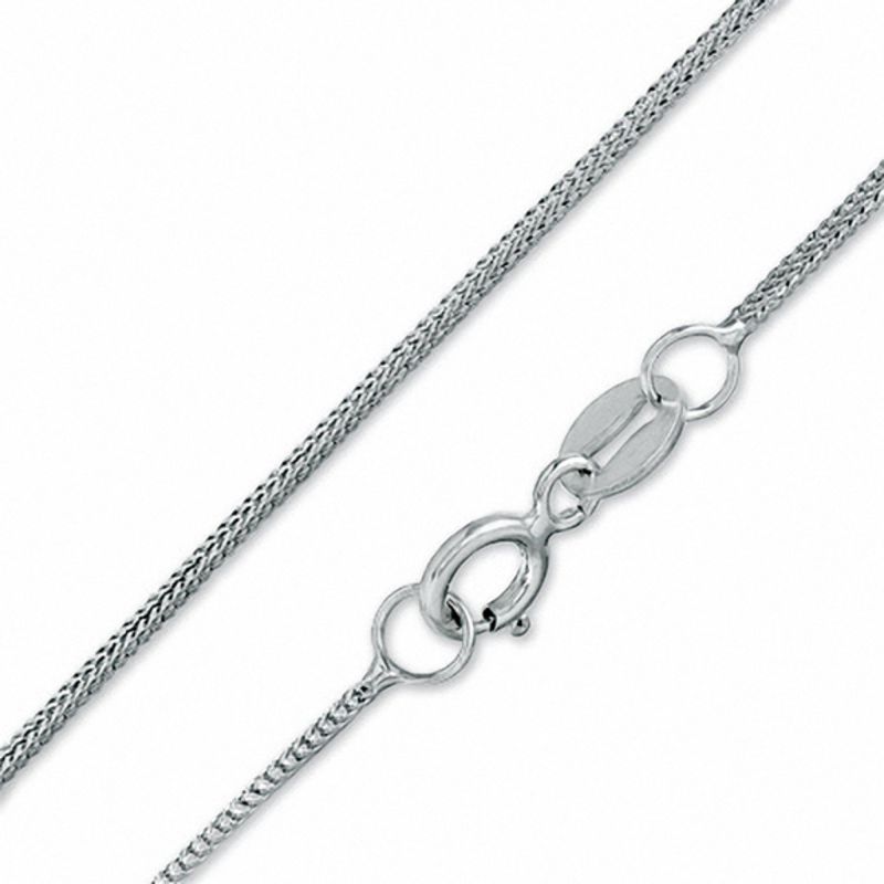 060 Gauge Sparkling Foxtail Chain Necklace in 10K White Gold - 18"