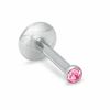 Thumbnail Image 0 of 016 Gauge Labret with Pink Crystal in Stainless Steel