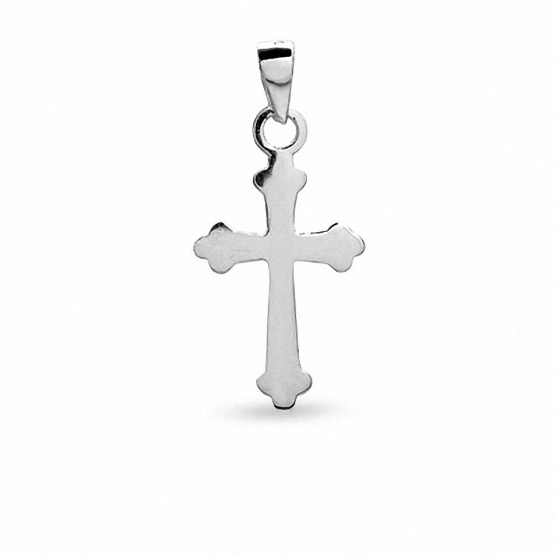Scallop Cross Charm in Sterling Silver