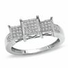 Thumbnail Image 0 of 1/10 CT. T.W. Diamond Micro Three Square Ring in 10K White Gold
