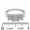 Thumbnail Image 2 of 1/10 CT. T.W. Diamond Micro Three Square Ring in 10K White Gold