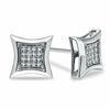 Thumbnail Image 0 of 1/10 CT. T.W. Diamond Curved Frame Square Earrings in 10K White Gold