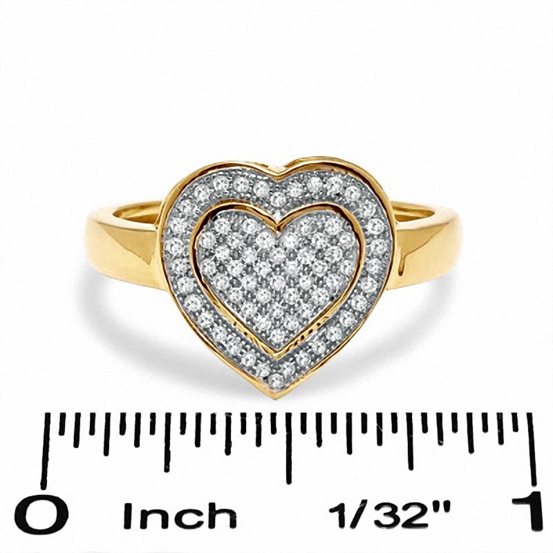 1/5 CT. T.W. Composite Diamond Double Heart Ring in 10K Gold