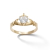 Thumbnail Image 0 of 6mm Heart-Shaped Cubic Zirconia Claddagh Ring in 10K Gold