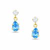 Thumbnail Image 0 of Pear-Shaped Blue Topaz Drop Earrings in 10K Gold with CZ