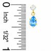 Thumbnail Image 1 of Pear-Shaped Blue Topaz Drop Earrings in 10K Gold with CZ