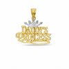 Thumbnail Image 0 of Textured "DADDY'S PRINCESS" with Crown Two-Tone Necklace Charm in 10K Gold