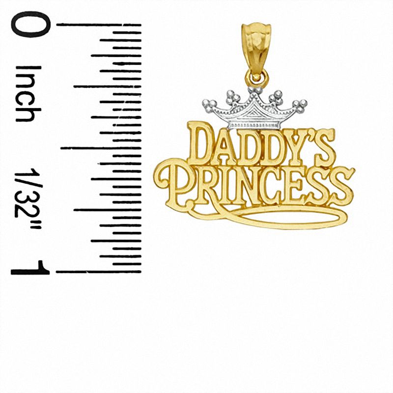 Textured "DADDY'S PRINCESS" with Crown Two-Tone Necklace Charm in 10K Gold