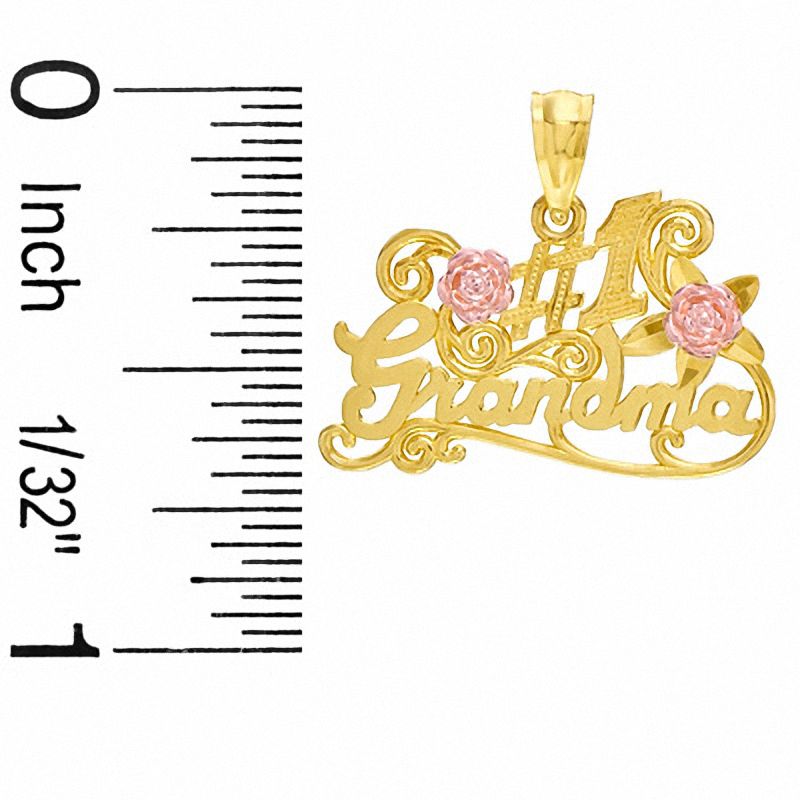 #1 Grandma with Roses Charm in 10K Two-Tone Gold