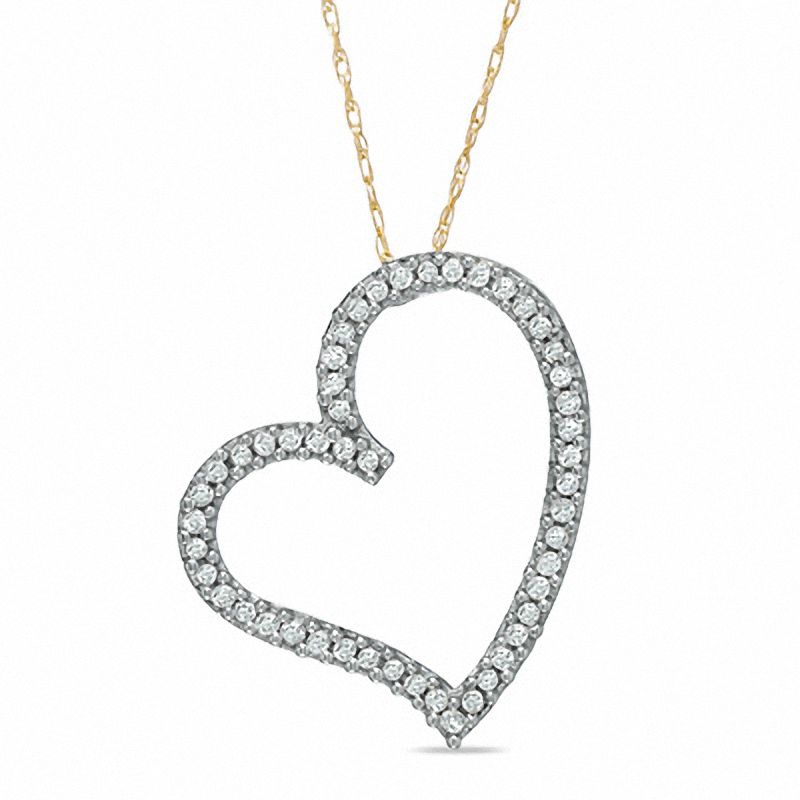 1/5 CT. T.W. Diamond Abstract Heart Pendant in 10K Gold - 17"