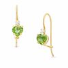 Thumbnail Image 0 of 5mm Heart-Shaped Peridot Drop Earrings in 10K Gold with CZ