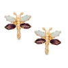 Thumbnail Image 0 of Simulated Opal and Amethyst Dragonfly Stud Earrings in 10K Gold