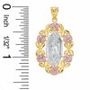 Thumbnail Image 1 of Diamond-Cut Our Lady of Guadalupe with Roses Tri-Tone Necklace Charm in 10K Gold