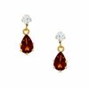 Thumbnail Image 0 of Pear-Shaped Garnet Drop Earrings in 10K Gold with CZ
