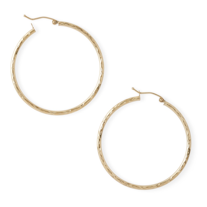 40mm Diamond-Cut Hoop Earrings in 10K Tube Hollow Gold