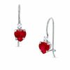 Thumbnail Image 0 of 5mm Heart-Shaped Lab-Created Ruby Drop Earrings in 10K White Gold with CZ