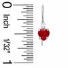 Thumbnail Image 1 of 5mm Heart-Shaped Lab-Created Ruby Drop Earrings in 10K White Gold with CZ